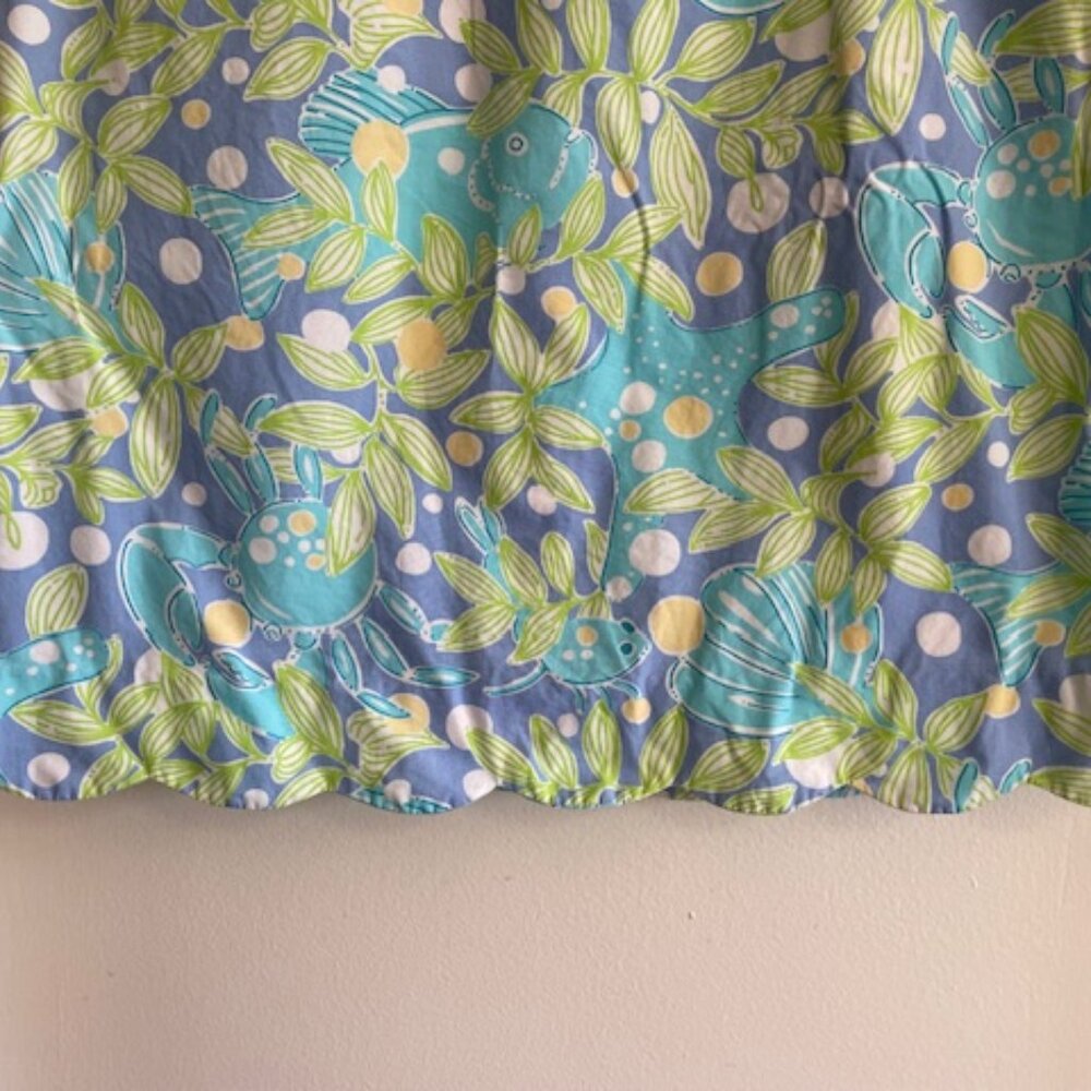 LILLY PULITZER Sweet Blue Crabby Scalloped Hem Skirt White Label Size 10 - Picture 10 of 15